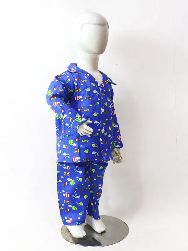 1Yrs - 5Yrs Airplane Royal Blue Cotton Night Suit For Kids NG BNS02