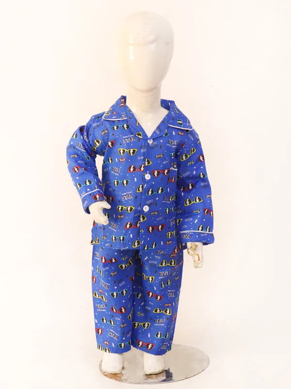 1Yrs - 5Yrs Star Dark Blue Cotton Night Suit For Kids NG BNS04