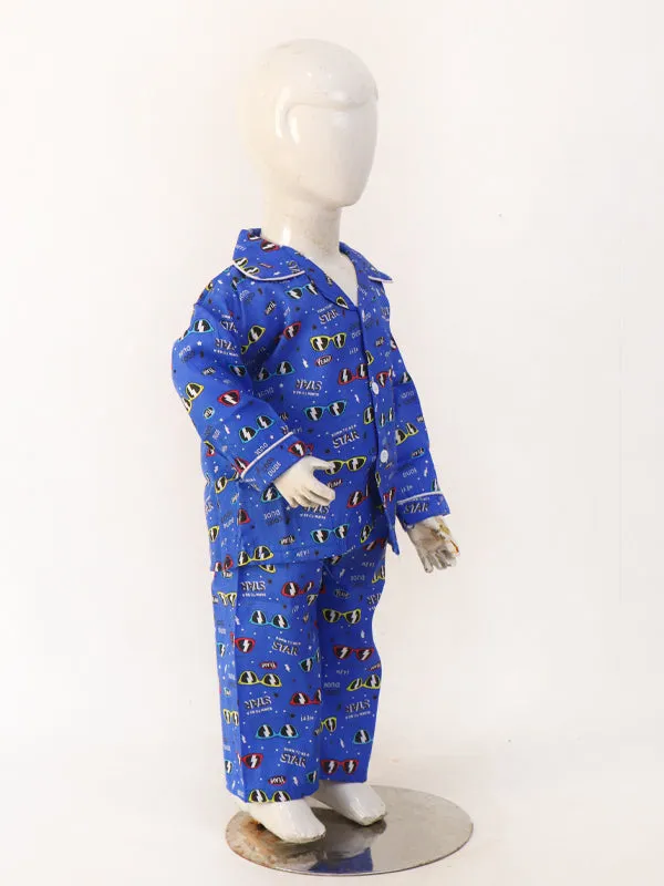 1Yrs - 5Yrs Star Dark Blue Cotton Night Suit For Kids NG BNS04