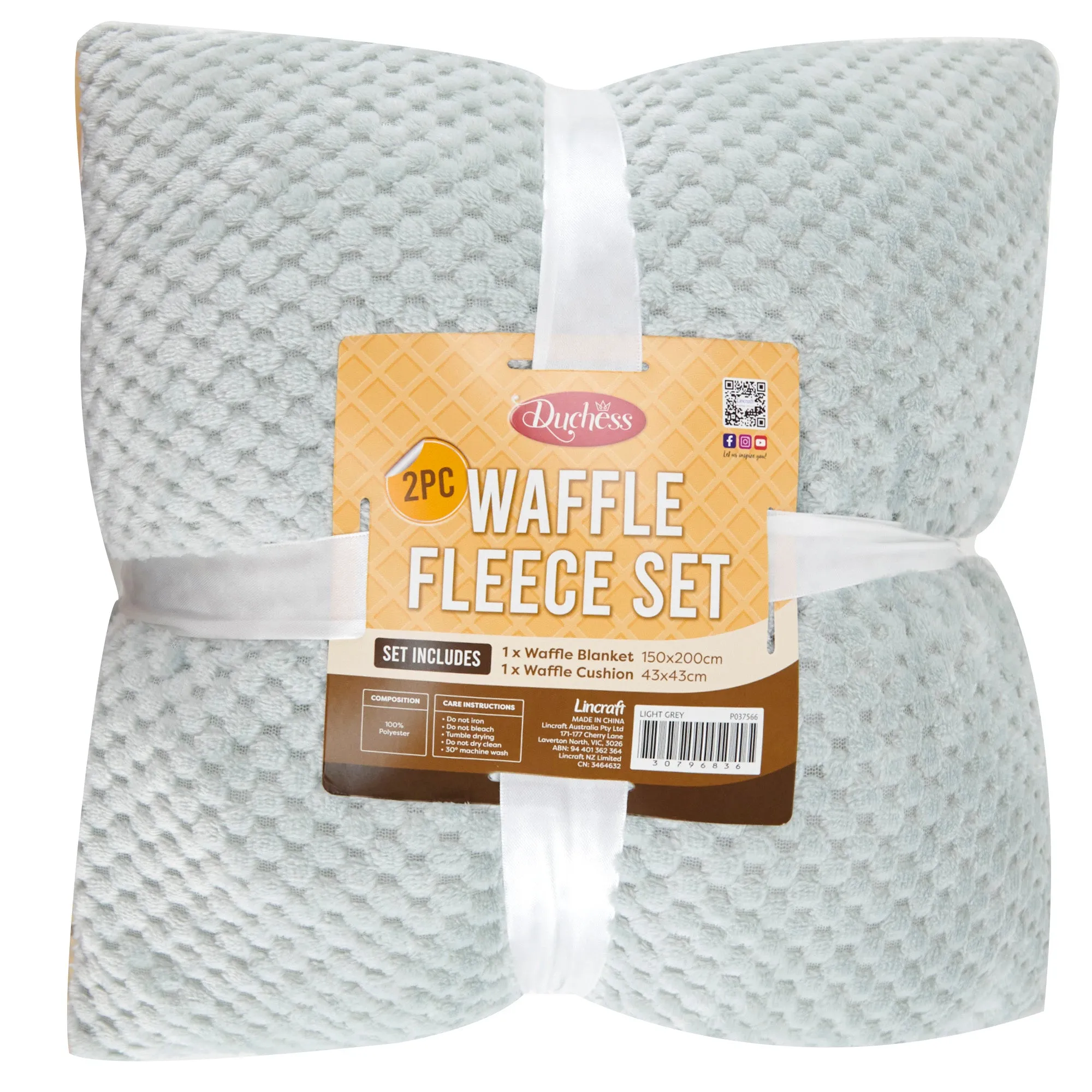 2-Piece Waffle Fleece Set Cushion Throw