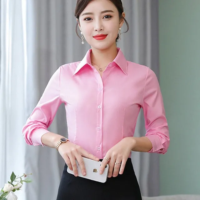 2021 Korean Women's Cotton Shirts Long Sleeve S-5XL