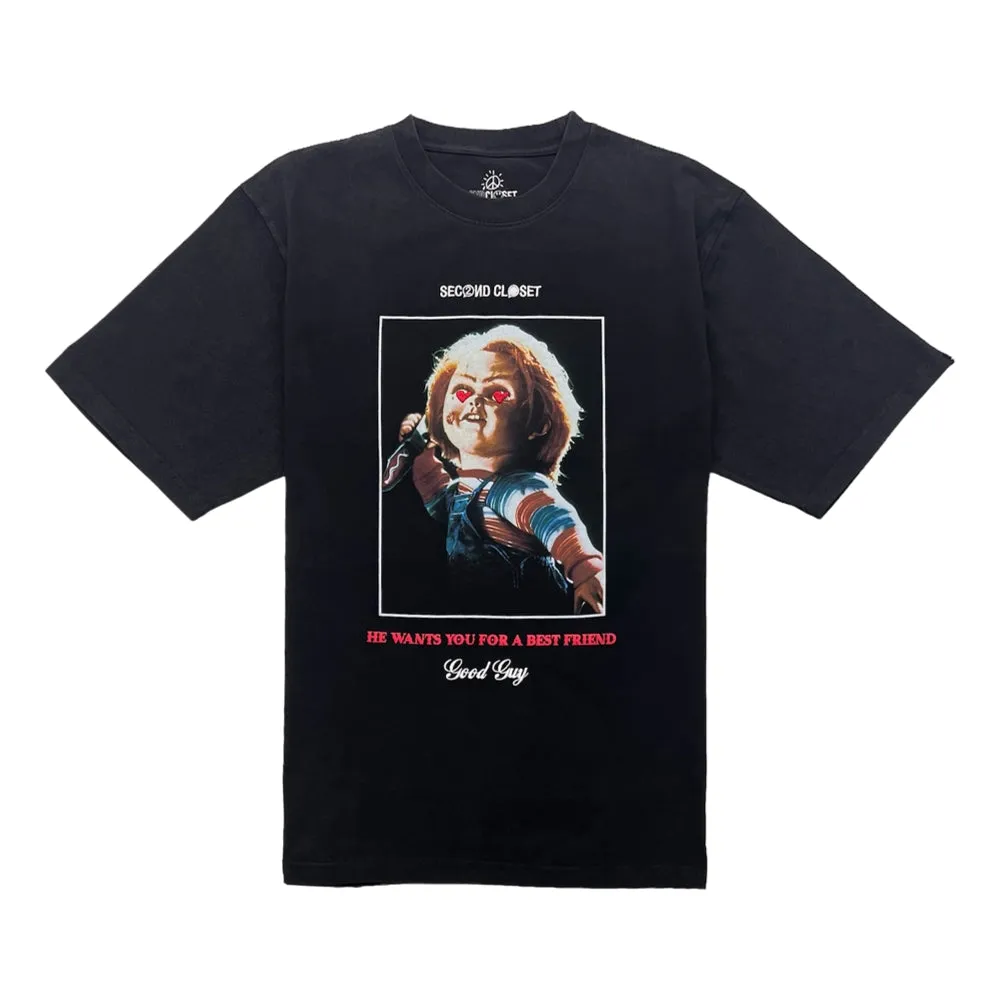 2ND CLOSET GOOD GUY PRINTED T-SHIRT-BLACK