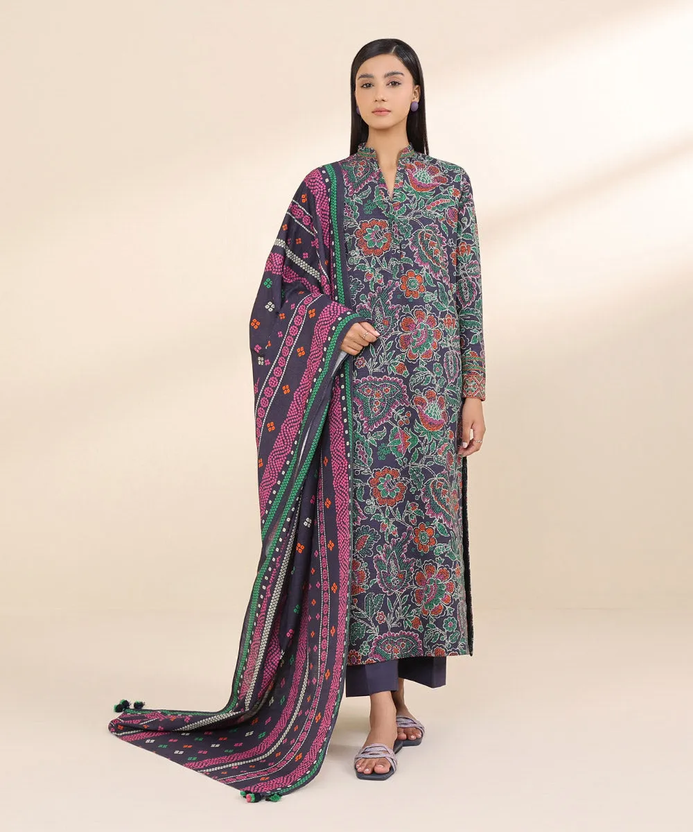 3 Piece - Printed Light Khaddar Suit