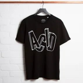 3D Acid Letter Front Print - Tshirt - Black