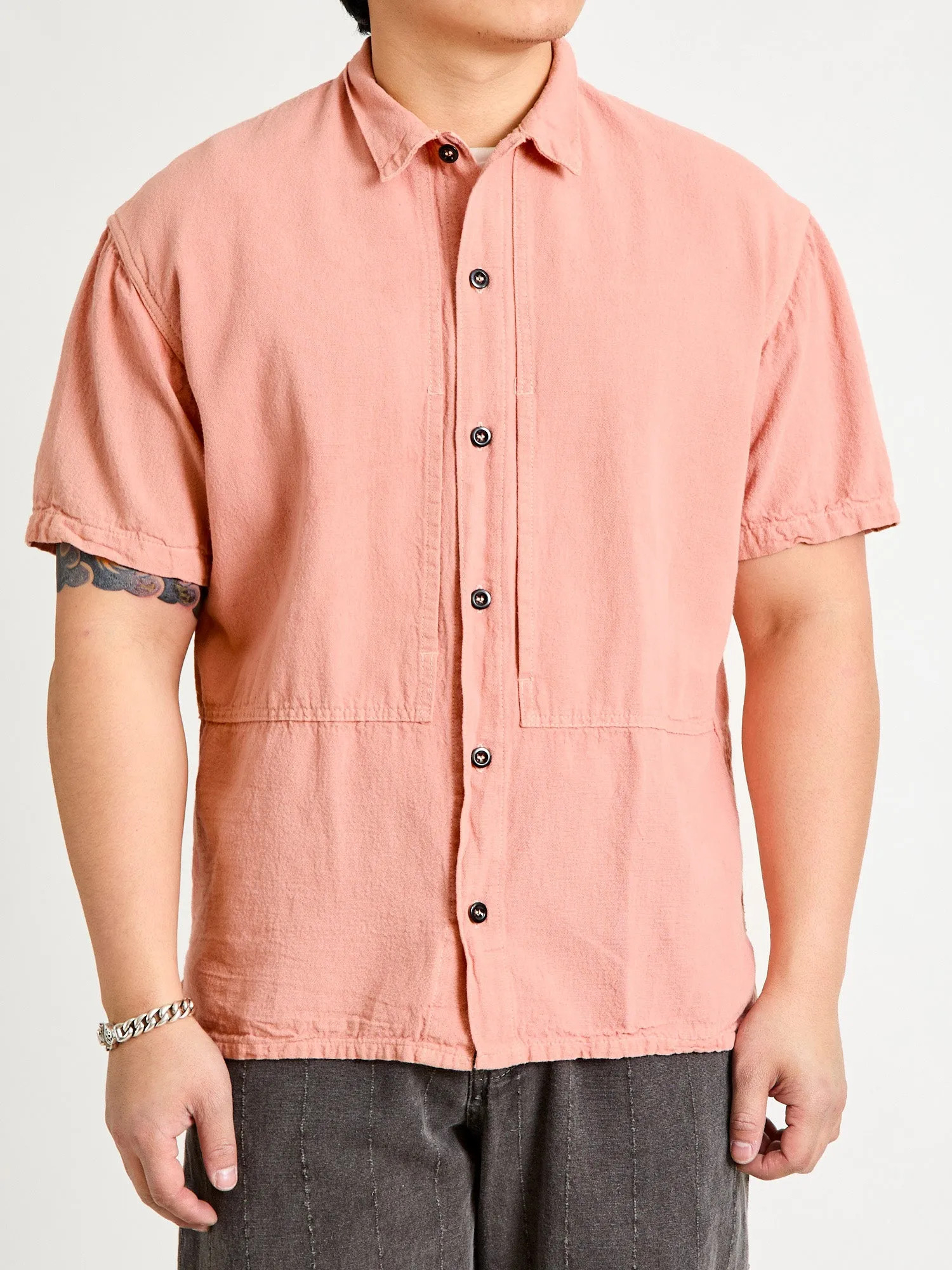 479 Short Sleeve Square Tail Yoke Shirt in Madder