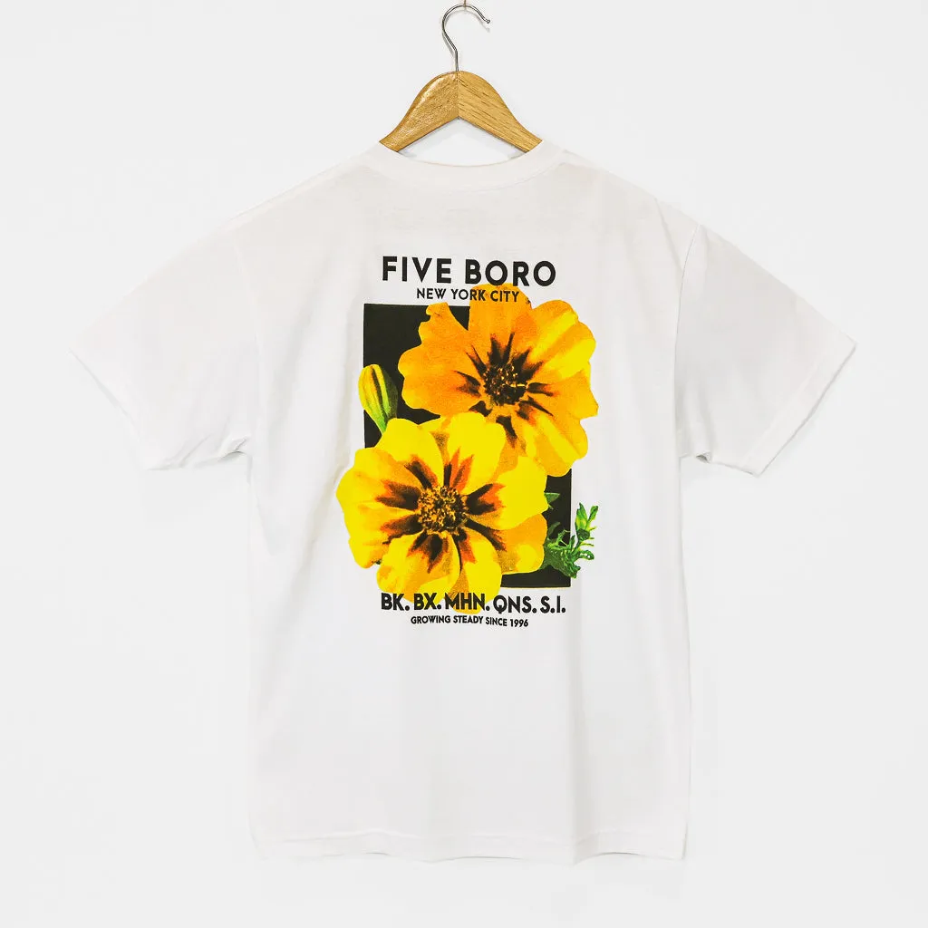 5Boro Skateboards - Yellow Flower T-Shirt - White