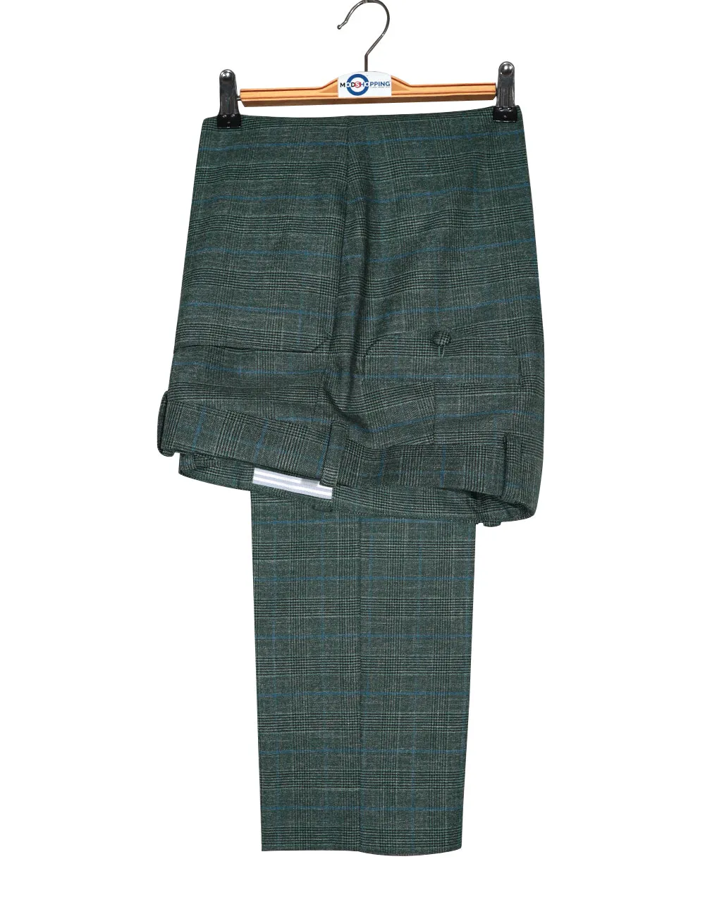 60s Vintage Style Green Prince of Wales Check Suit