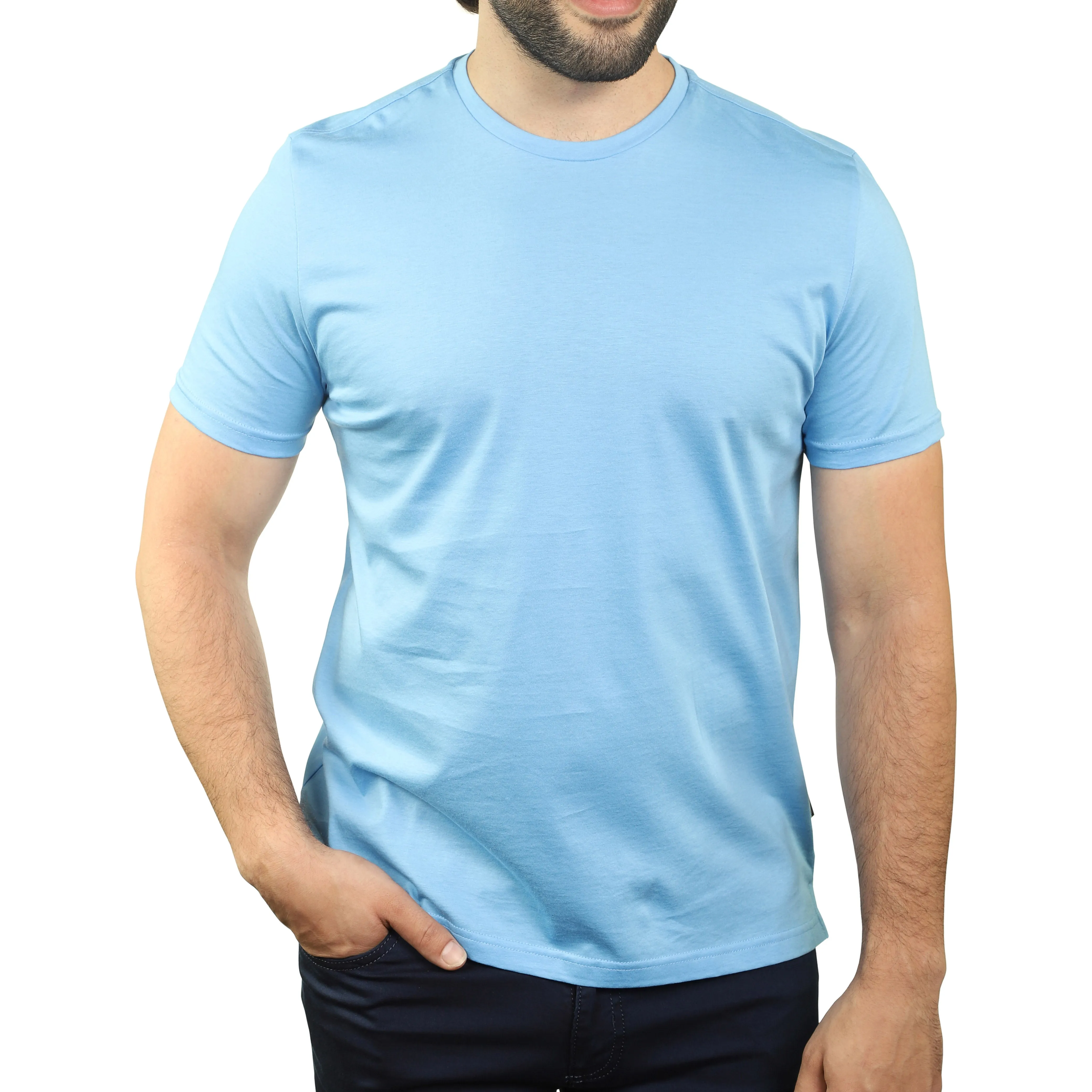 7 Downie St. - Aqua Mercerized Cotton Crewneck T-Shirt