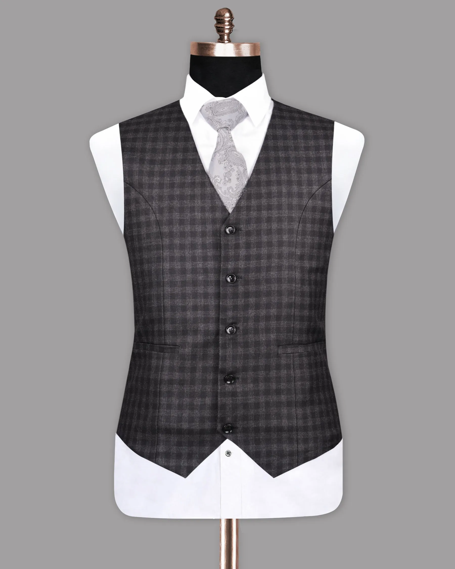 Abbey grey Tonal checked Waistcoat