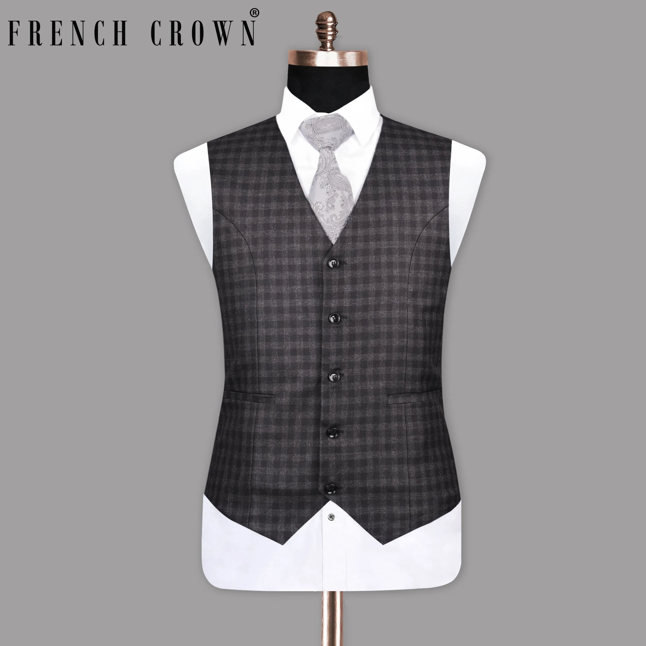 Abbey grey Tonal checked Waistcoat