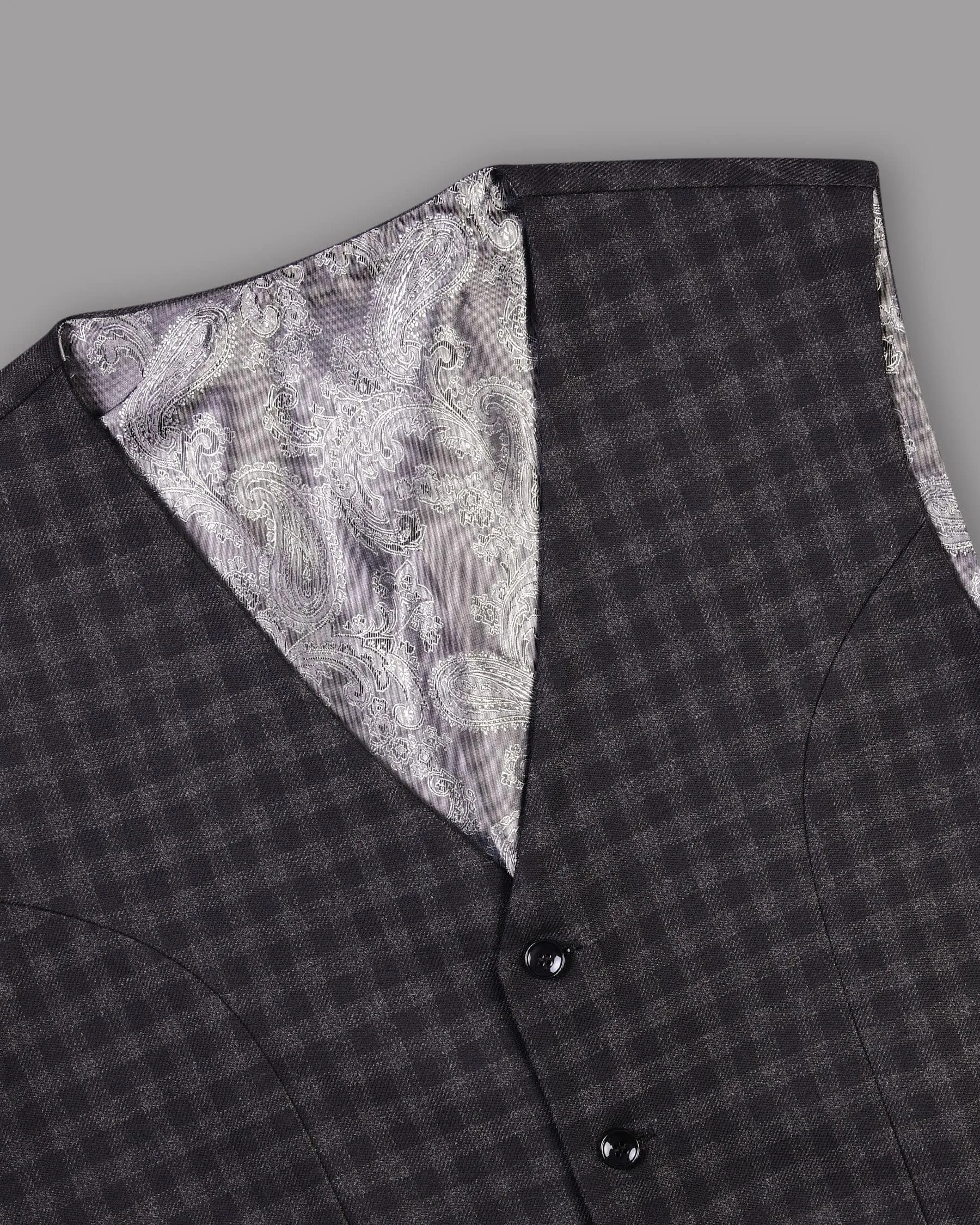 Abbey grey Tonal checked Waistcoat