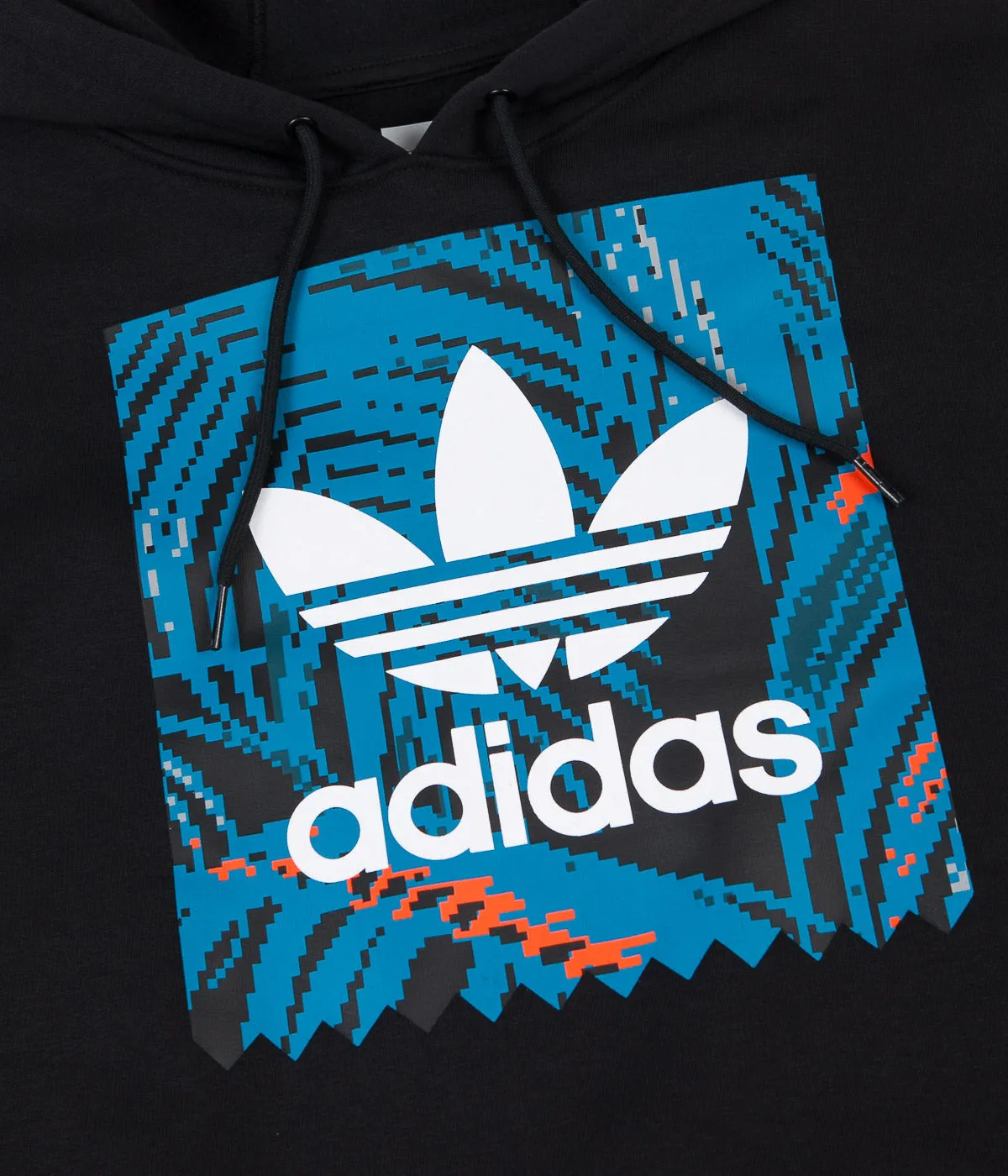 Adidas BB Print Hoodie - Black / Active Teal / Active Orange