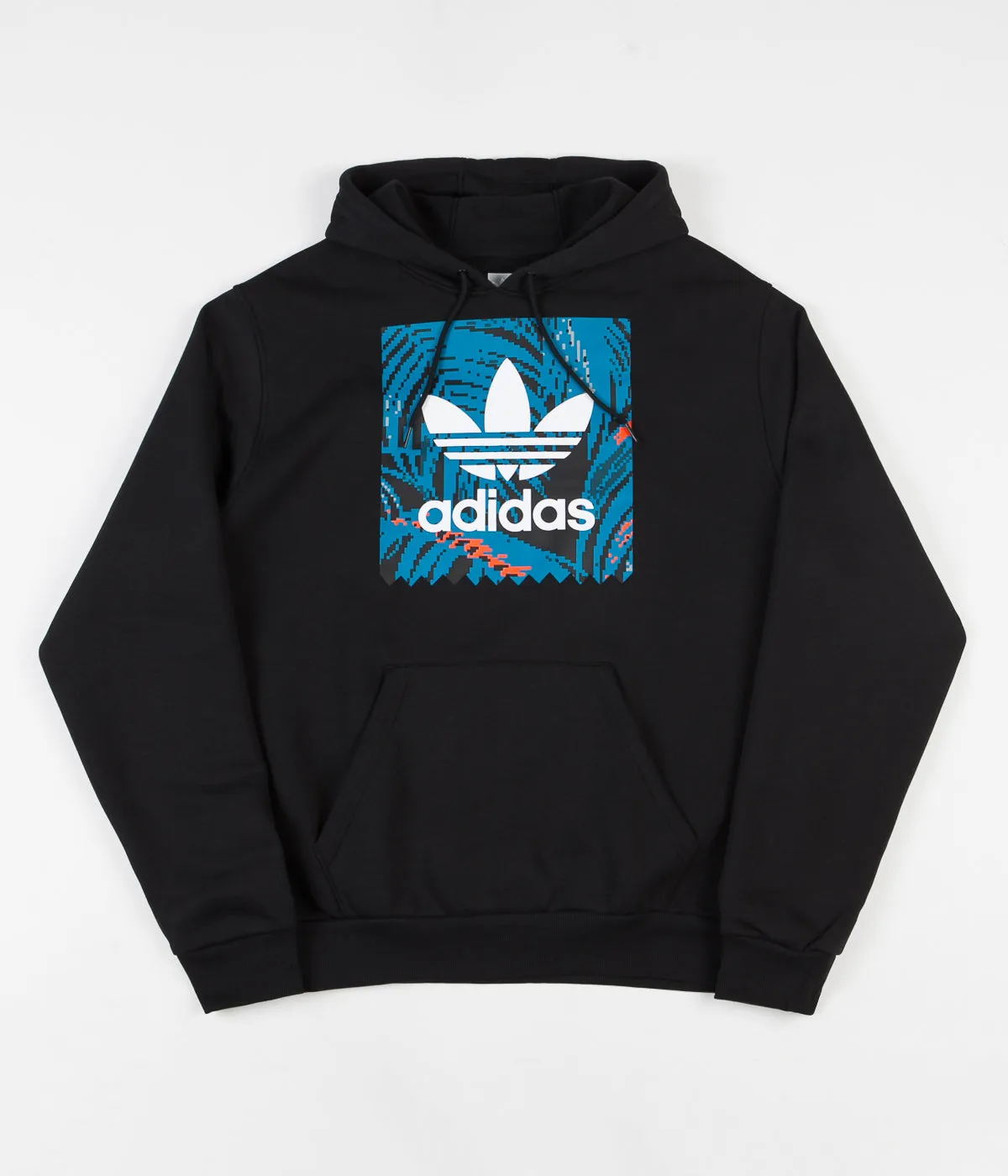 Adidas BB Print Hoodie - Black / Active Teal / Active Orange