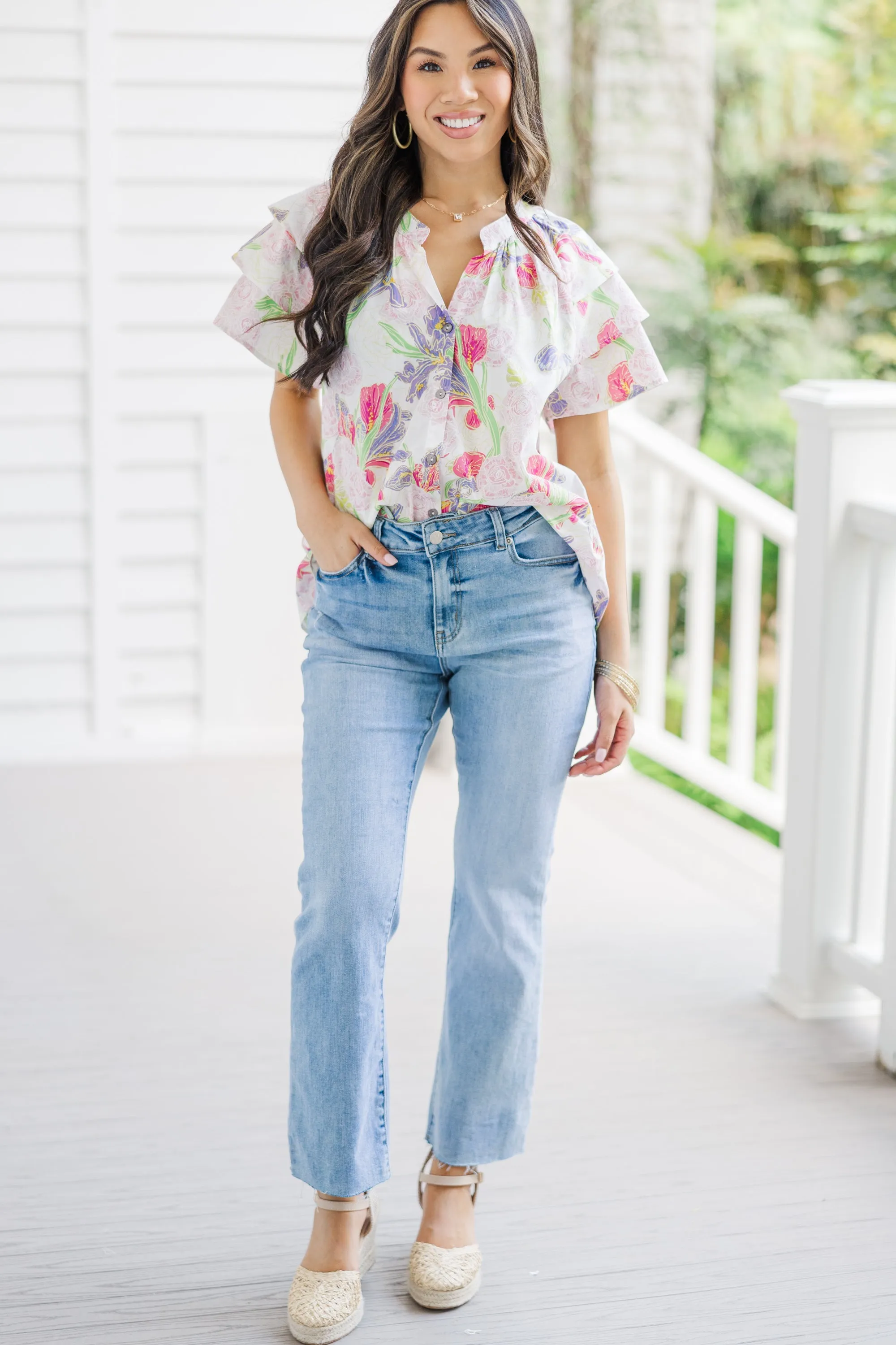 All The Love Pink Floral Blouse