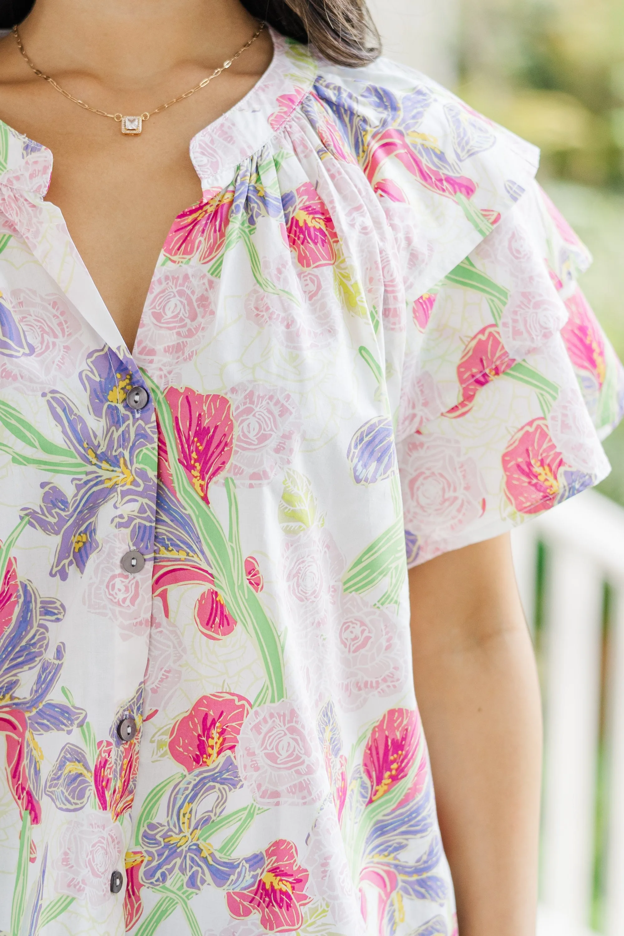 All The Love Pink Floral Blouse