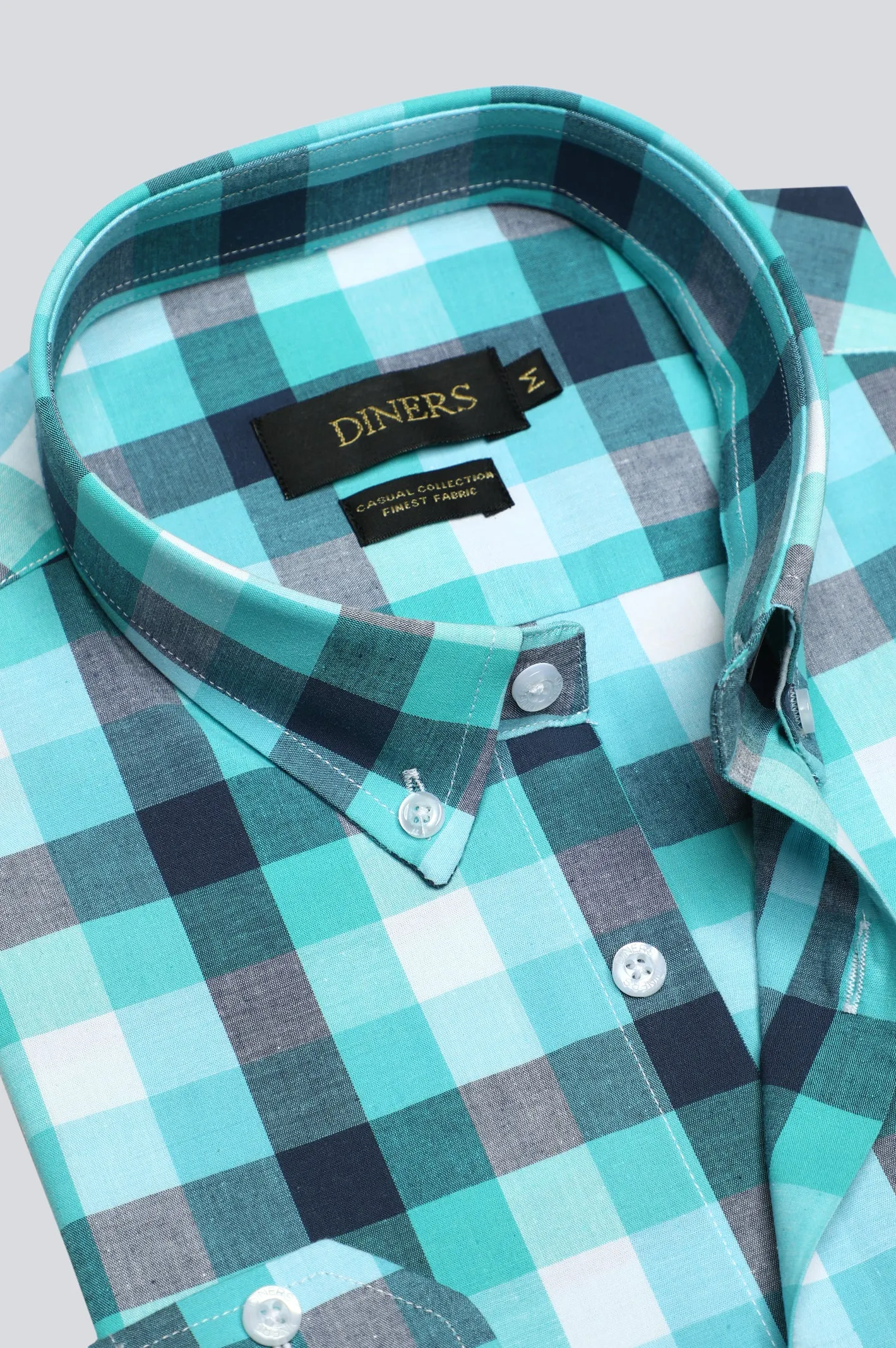 Aqua Gingham Check Casual Shirt