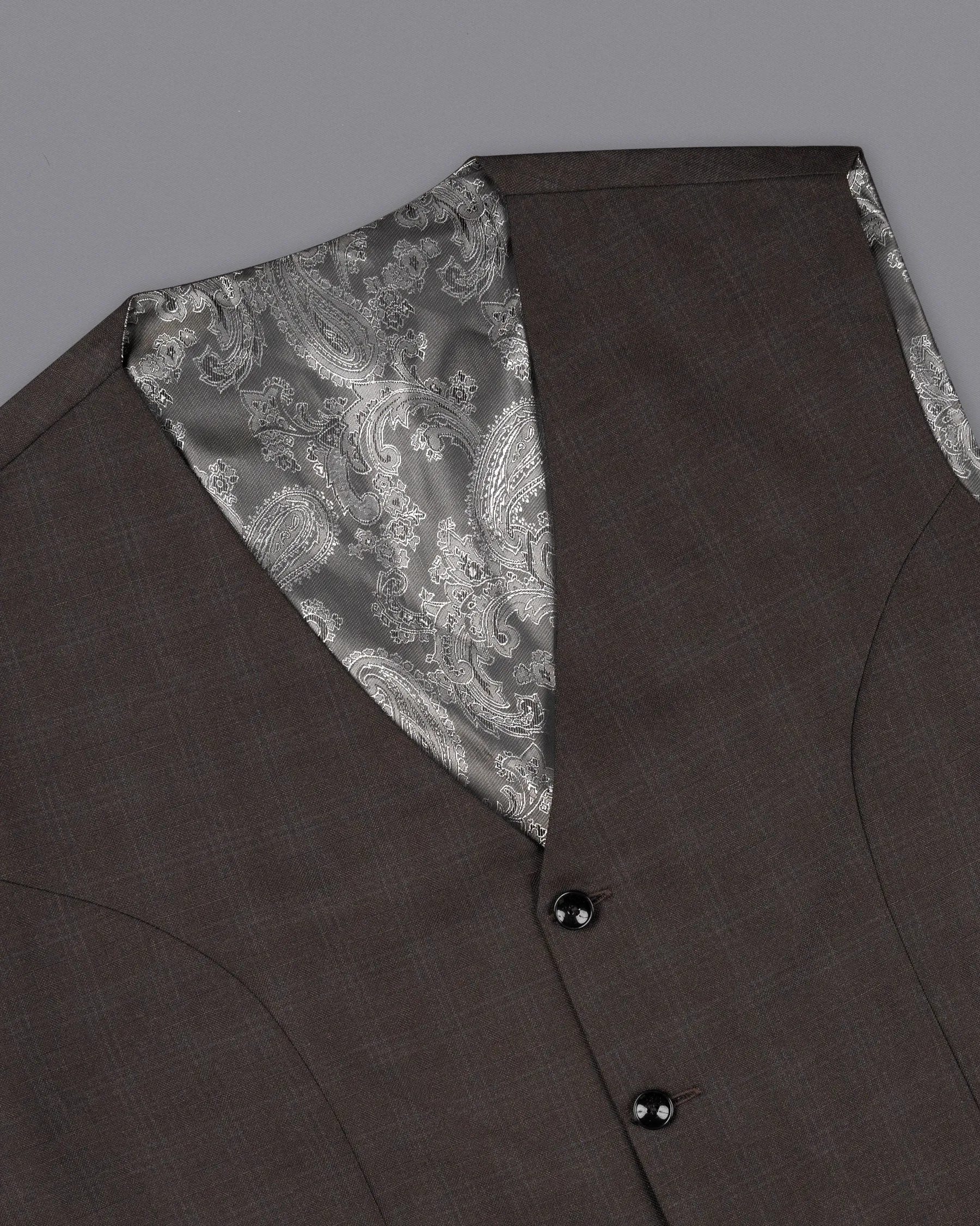 Armadillo Brown subtle windowpane Wool Rich Waistcoat