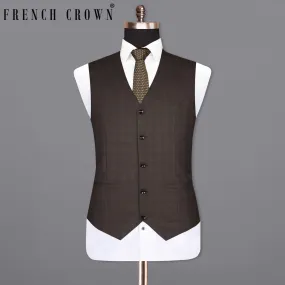 Armadillo Brown subtle windowpane Wool Rich Waistcoat