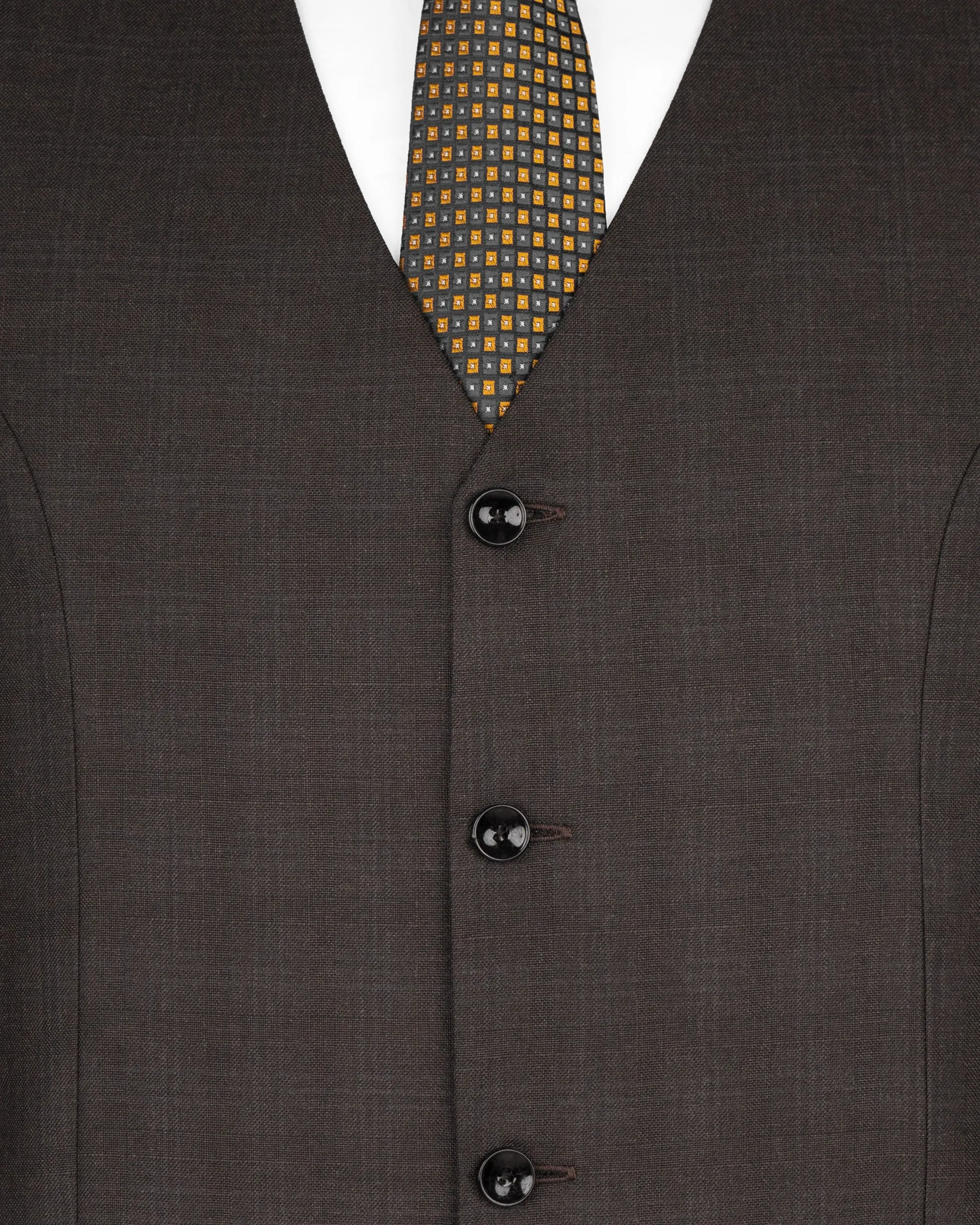 Armadillo Brown subtle windowpane Wool Rich Waistcoat