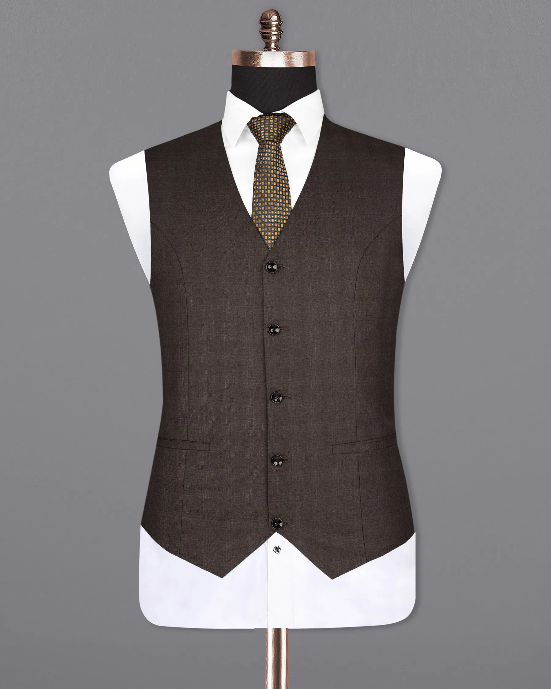 Armadillo Brown subtle windowpane Wool Rich Waistcoat