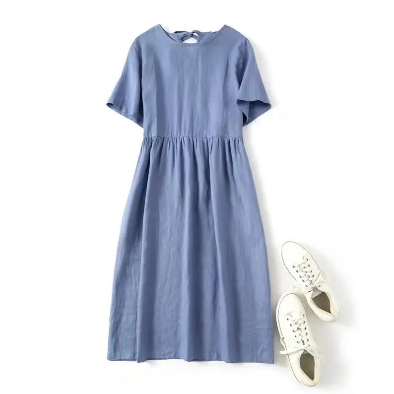 ARTSY COTTON AND LINEN DRESS_CWDSD4079