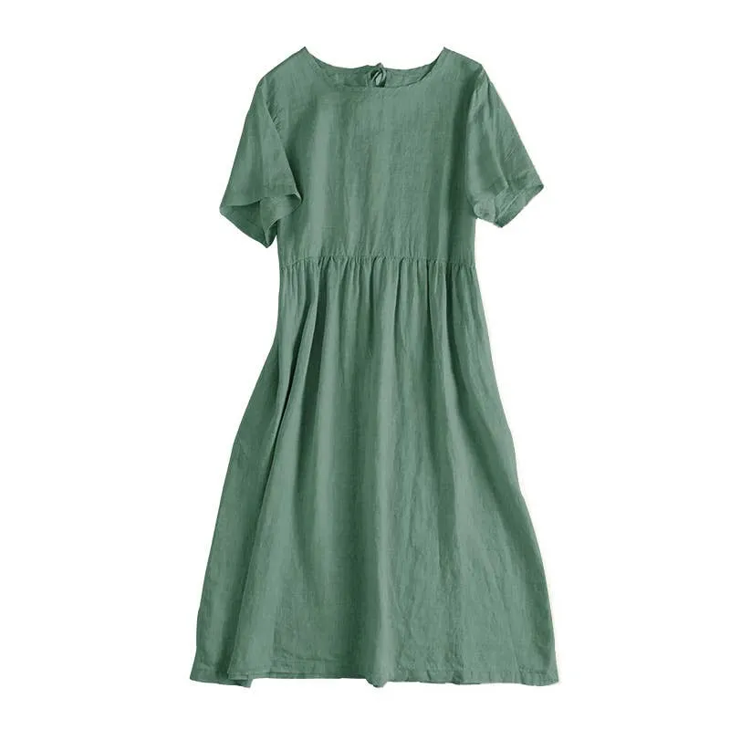 ARTSY COTTON AND LINEN DRESS_CWDSD4079