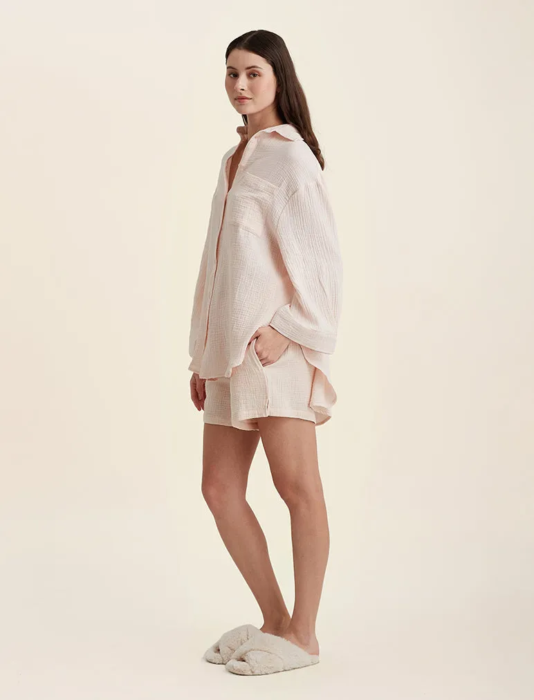 Ashley Textured Cotton Oversized Shirt