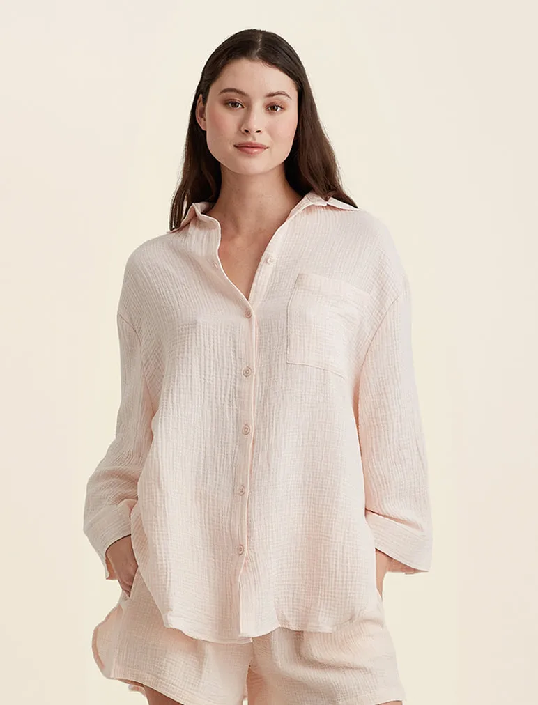 Ashley Textured Cotton Oversized Shirt