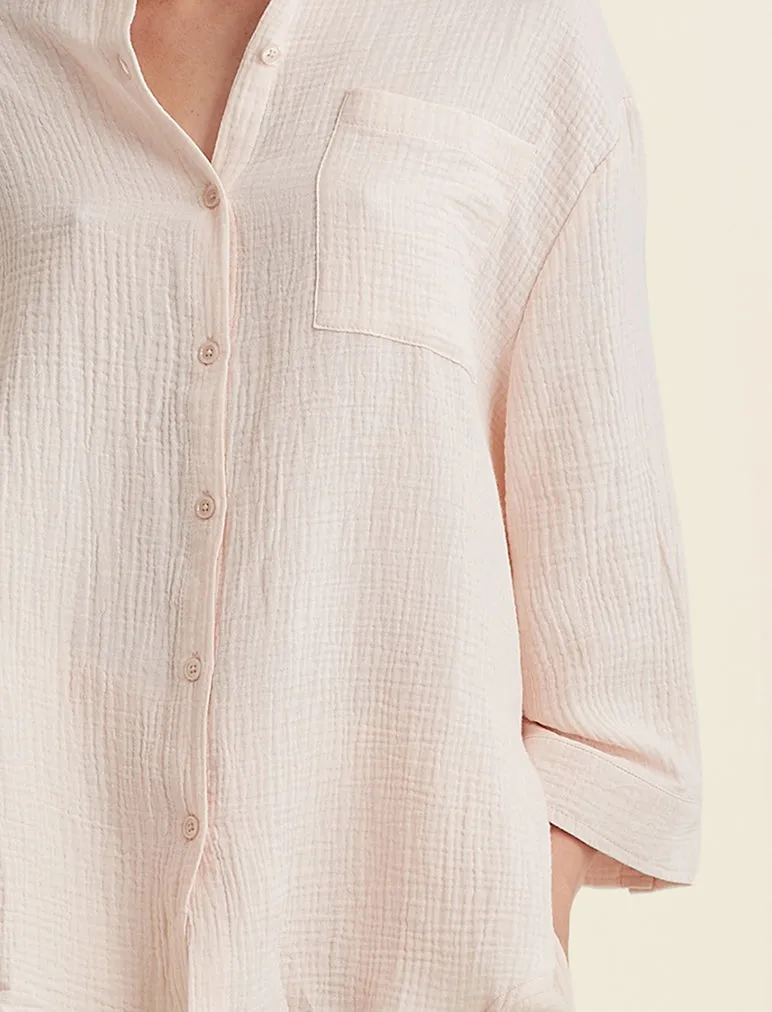 Ashley Textured Cotton Oversized Shirt