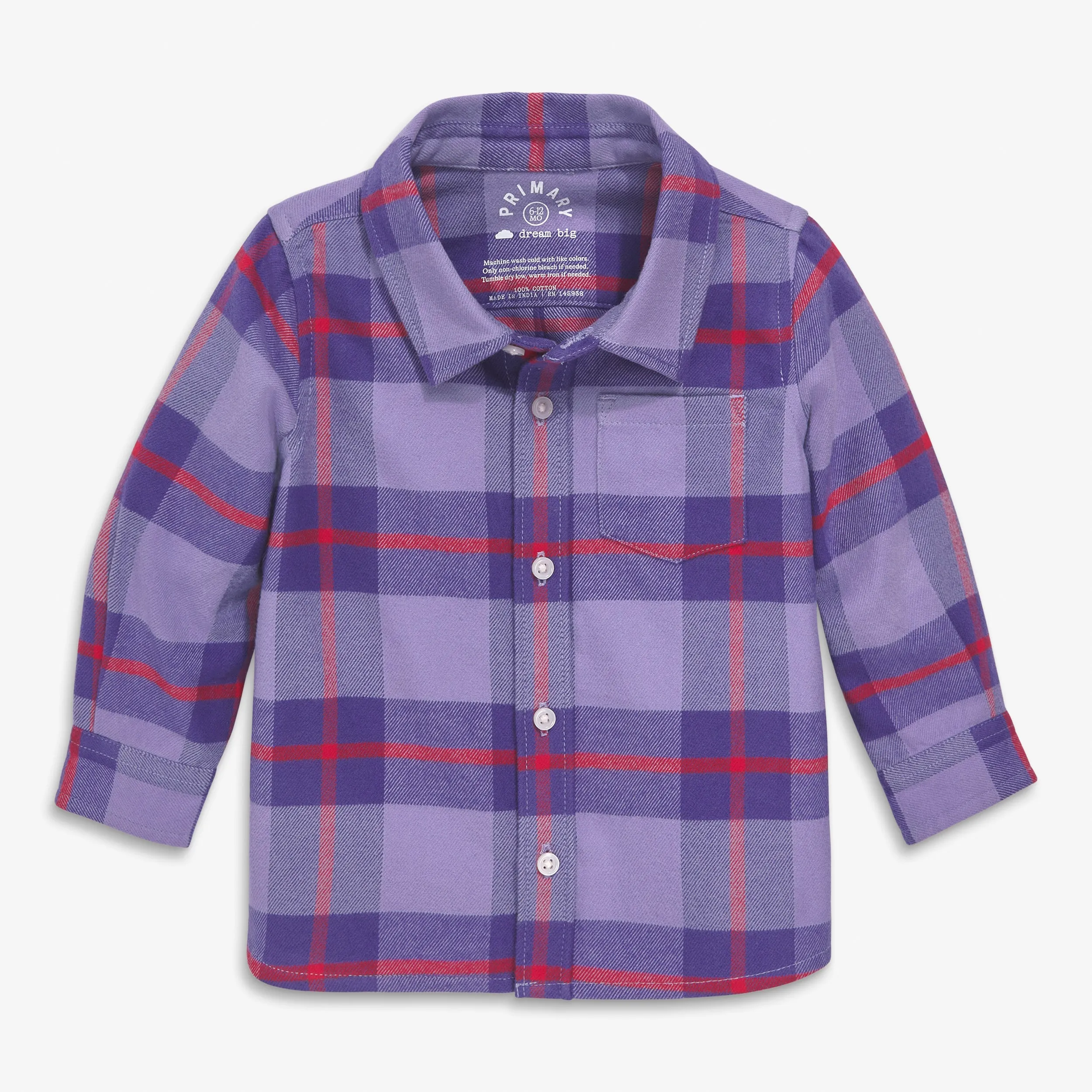 Baby long sleeve flannel plaid button down