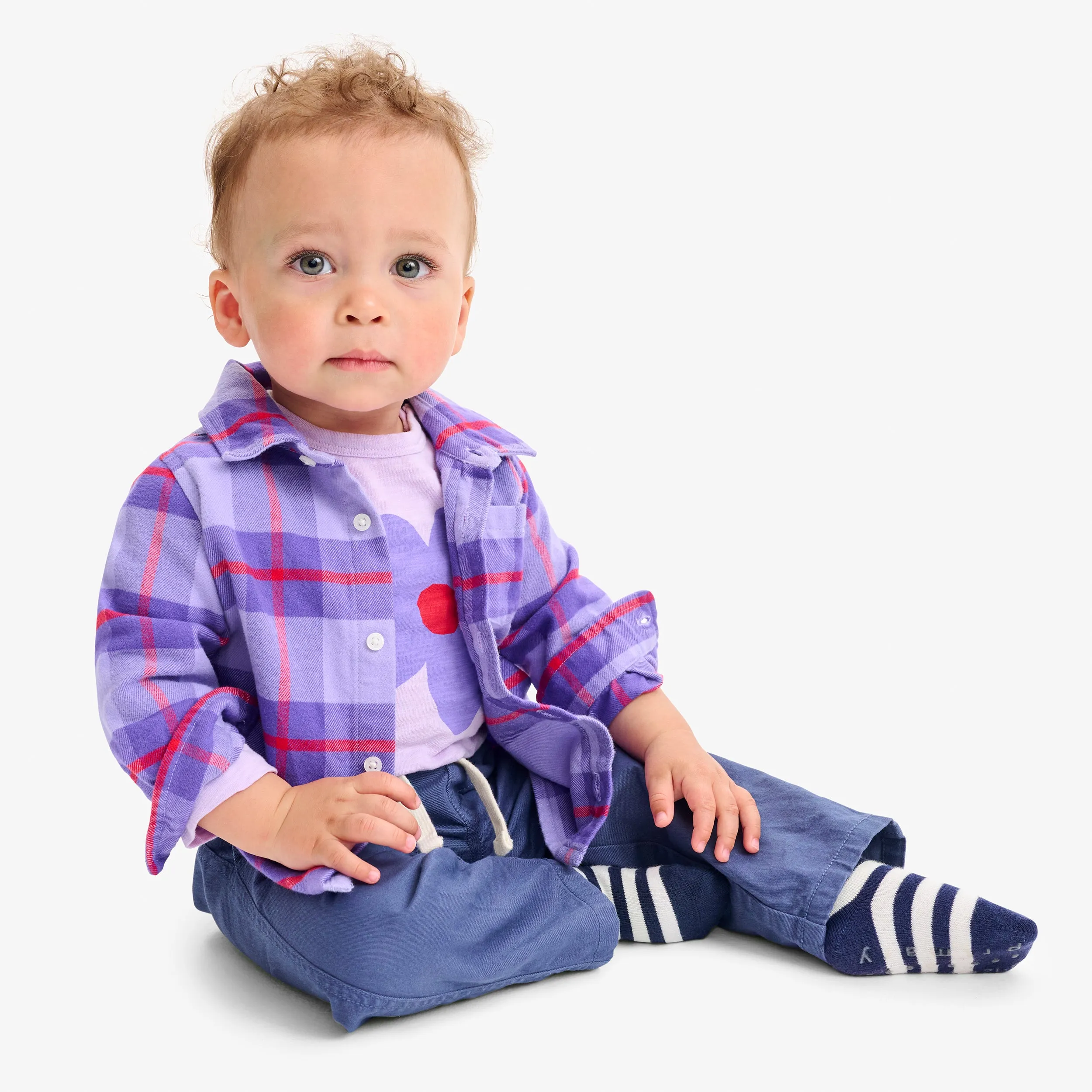 Baby long sleeve flannel plaid button down