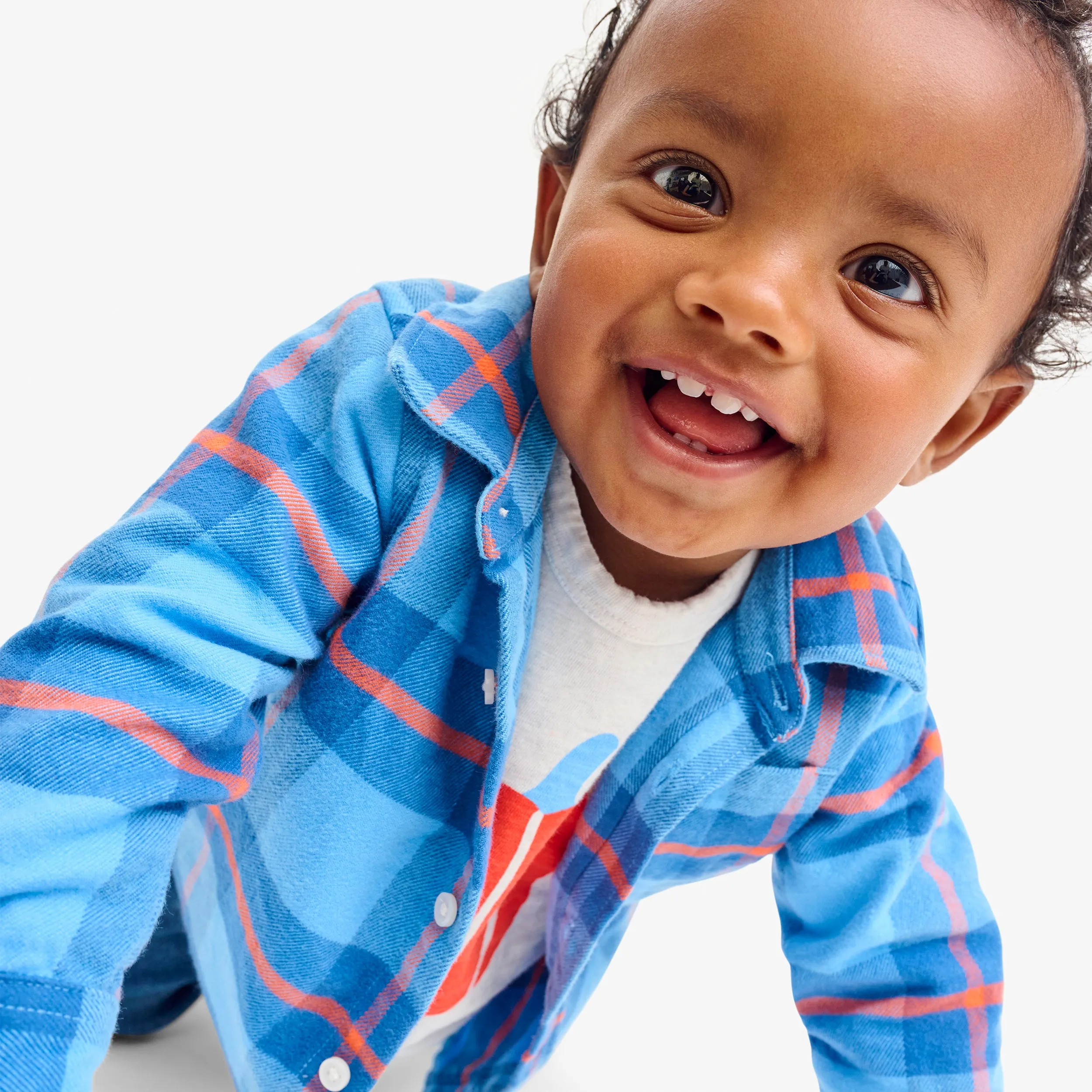 Baby long sleeve flannel plaid button down