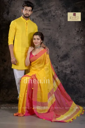 Barelli ki Barfi-Handloom Saree-Kurta Couple Set