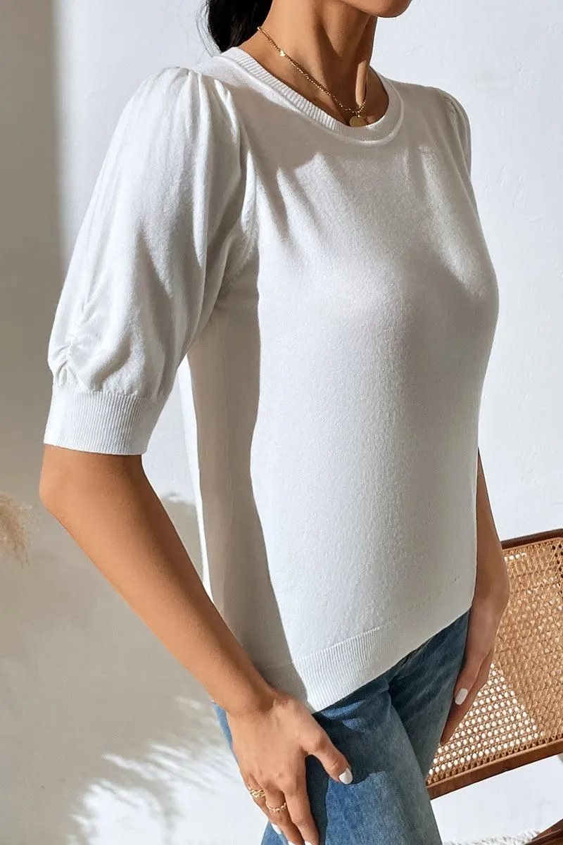 BASIC DAILY SHORT SLEEVE CASUAL TOP