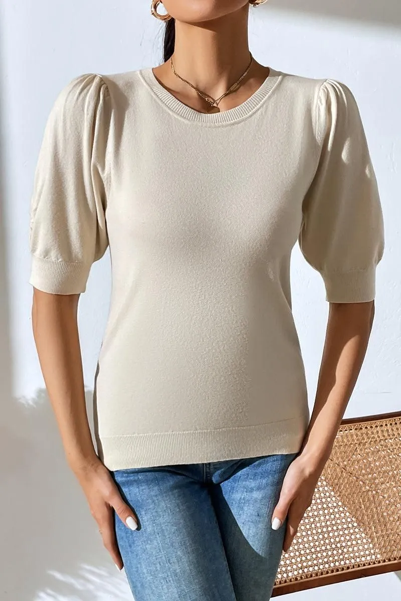 BASIC DAILY SHORT SLEEVE CASUAL TOP