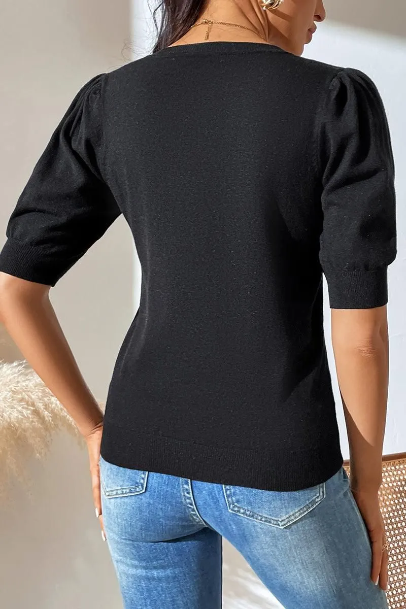 BASIC DAILY SHORT SLEEVE CASUAL TOP