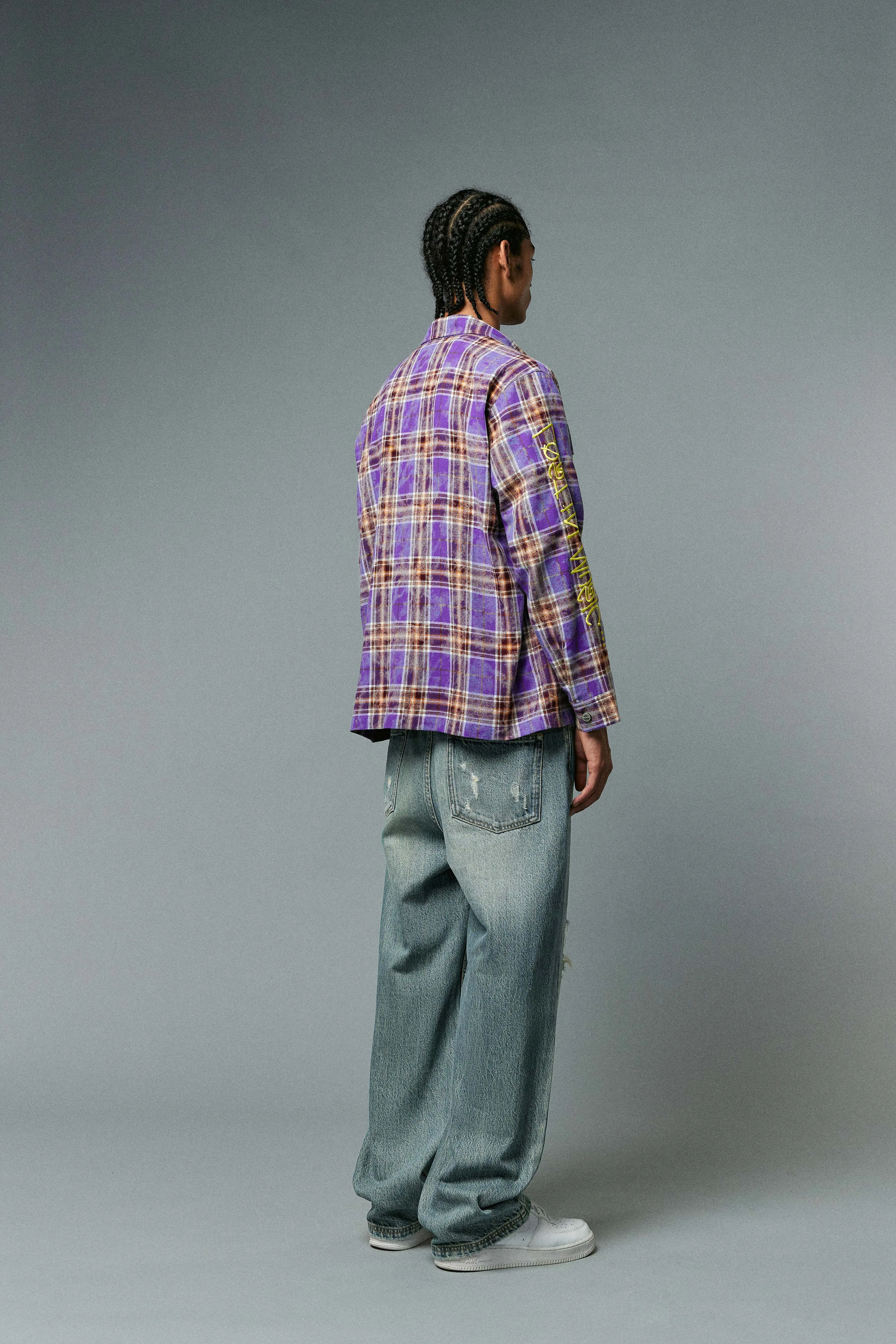 BEASTER Washed Haze Plaid Shirt