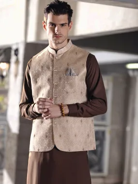 Beige Jacquard Waistcoat - AL-WC-377