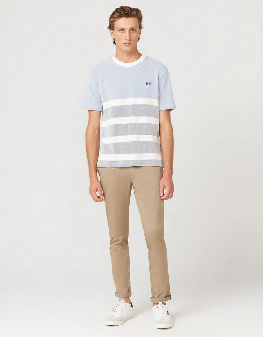 Ben Sherman Textured Block Stripe Blue T-Shirt