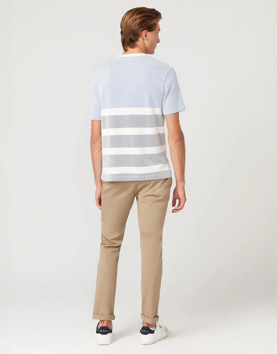 Ben Sherman Textured Block Stripe Blue T-Shirt