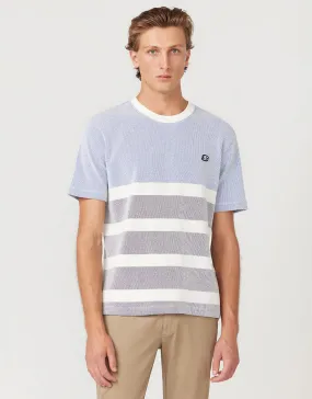 Ben Sherman Textured Block Stripe Blue T-Shirt