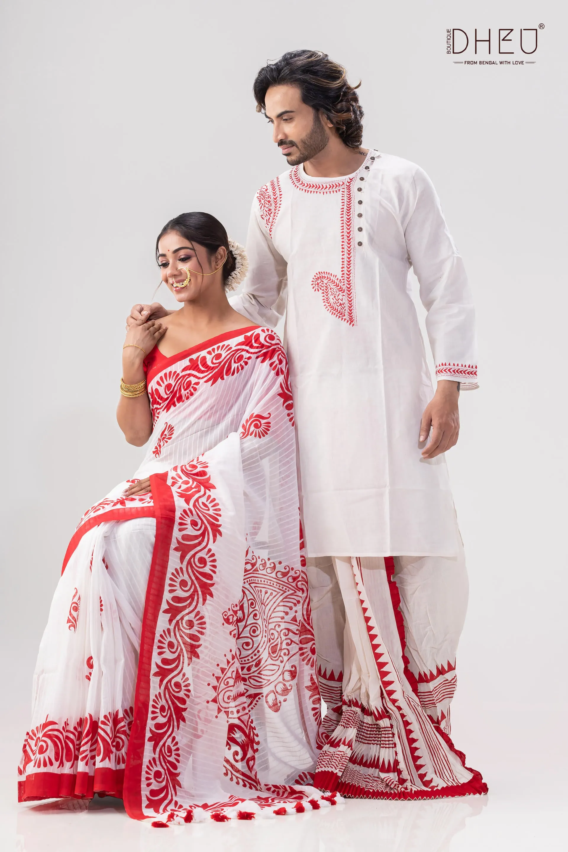 Bijoya - Kurta - Saree Couple Set