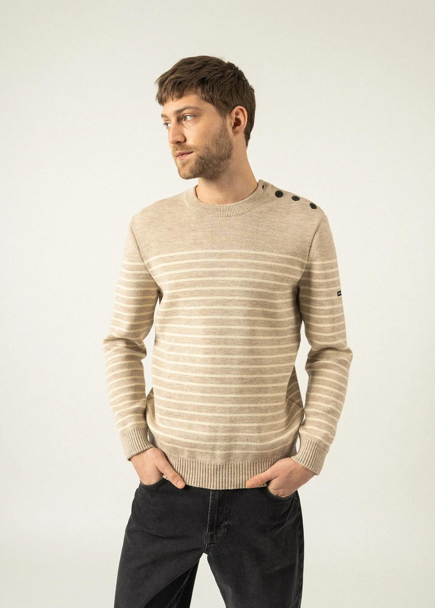 Binic striped sailor jumper - regular fit, in pure new wool (BEIGE/ECRU)