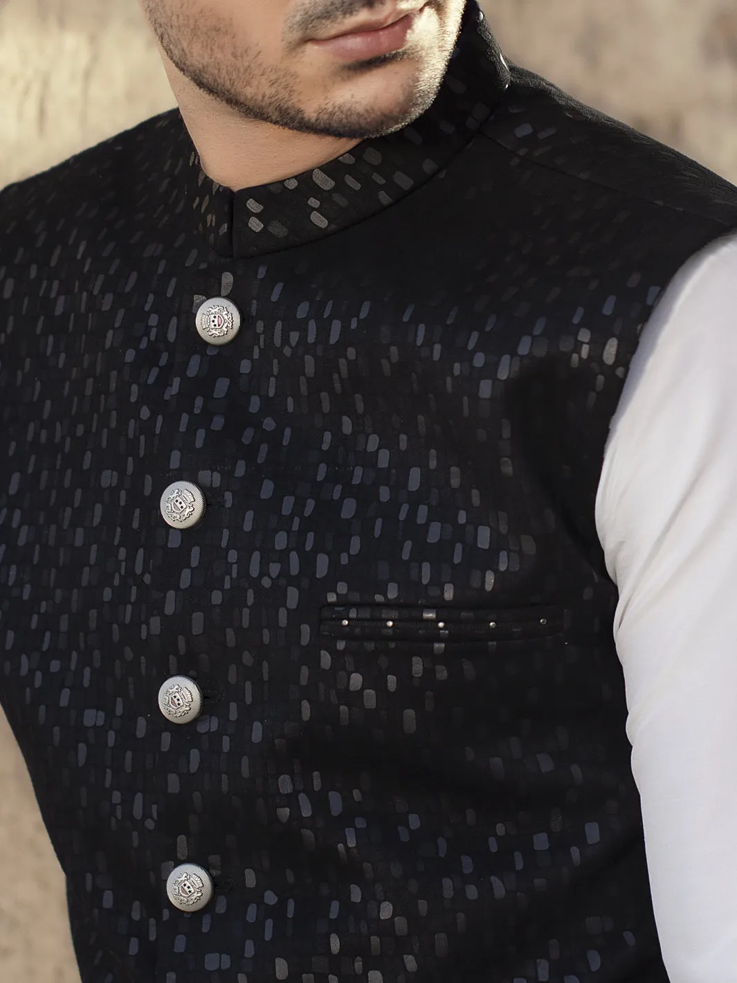 Black Blended Waistcoat - AL-WC-320