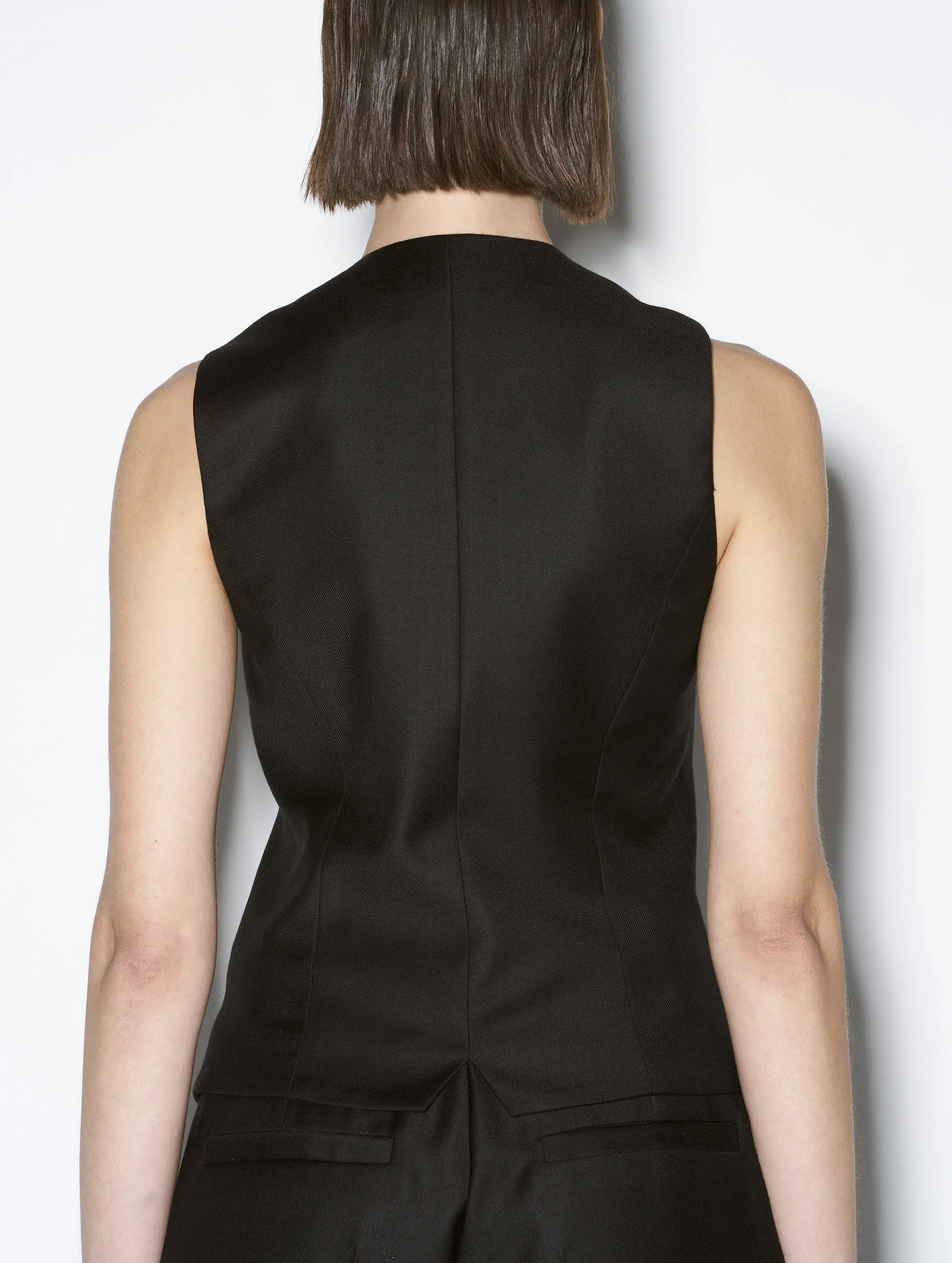 Black cashmere wool suit waistcoat