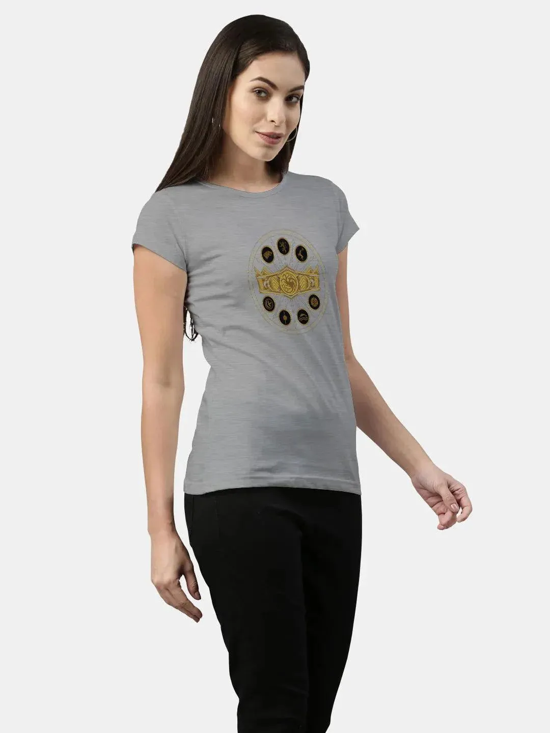 Black Grey - Women Designer T-Shirts Grey (No Cod Allowed On This Product)- Prepaid Orders Only