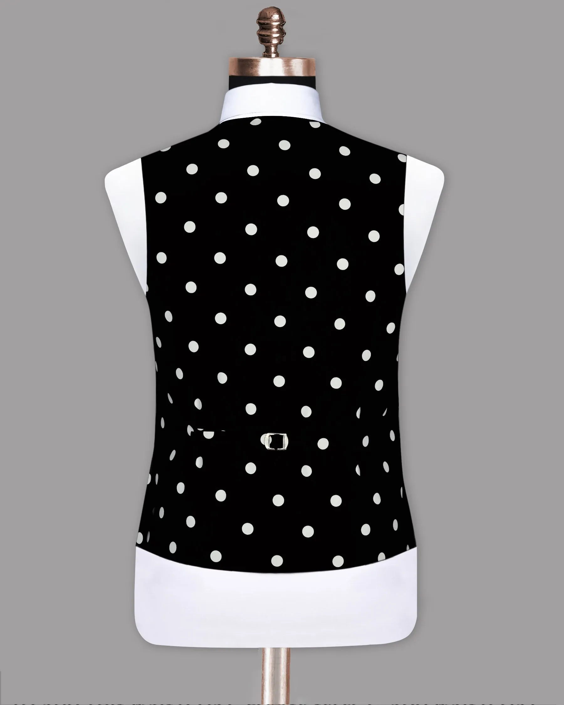 Black Polka Dotted Wool Waistcoat