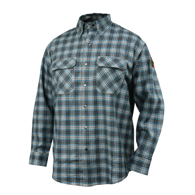 Black Stallion FR Cotton Work Shirt Gray Plaid - FS9-PGY