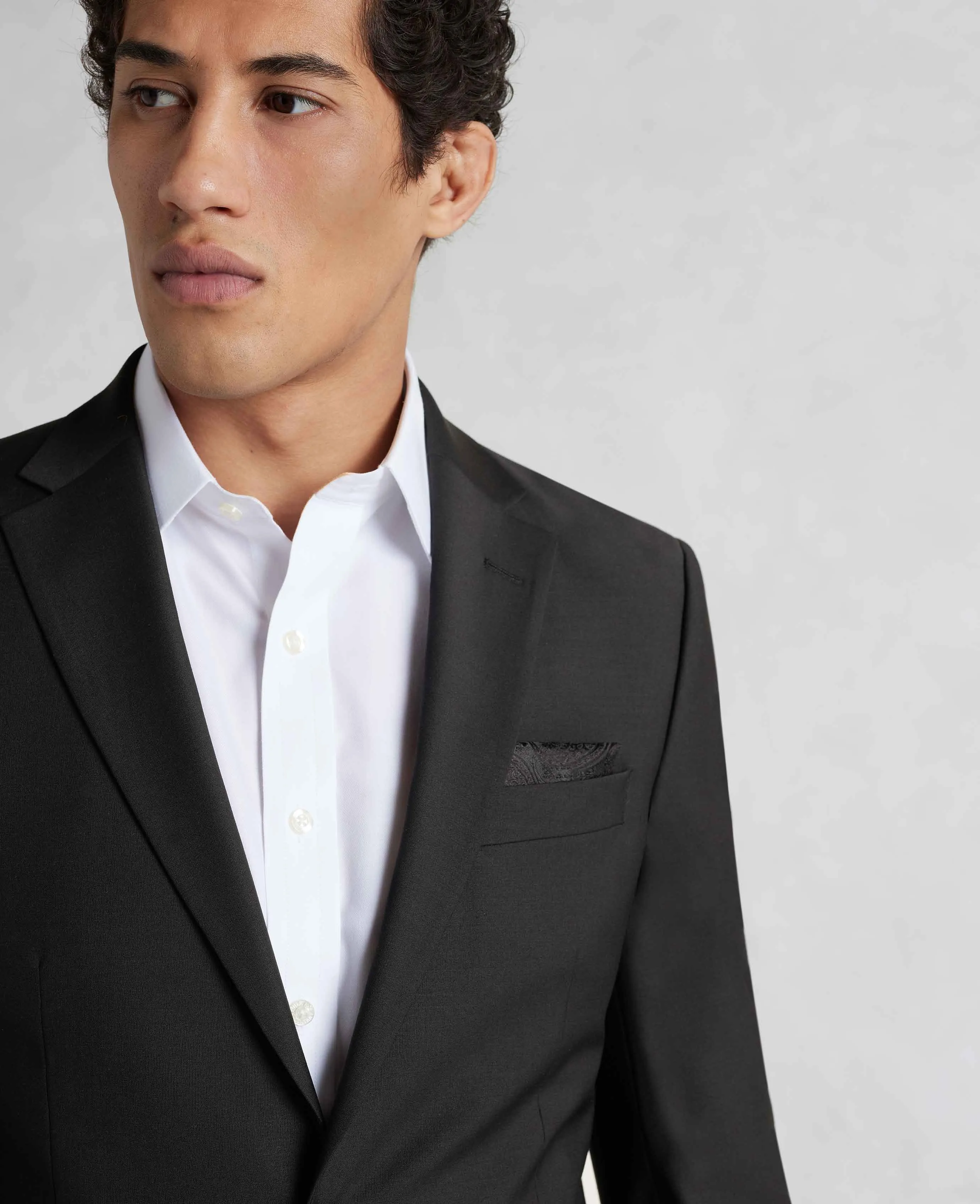 Black Wool-Blend Tailored Suit