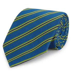 Blue and Green Textured Stripe Silk Tie